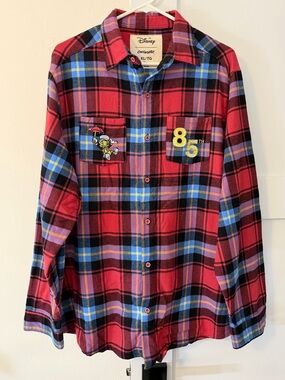 Disney Cakeworthy Pinocchio 85th Anniversary Unisex Plaid Flannel XL